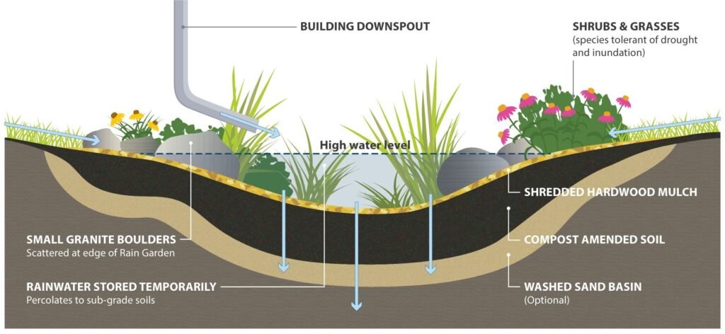 overflow in rain garden sizing